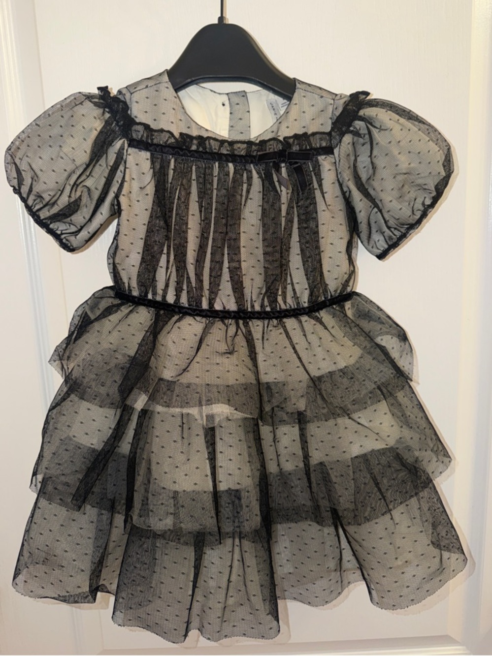 Janie and Jack Black Dot Mesh Party Dress